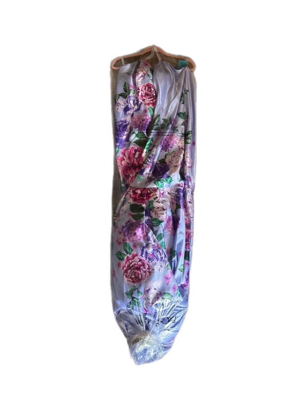 Rachel Allan Lavender Floral Strapless Maxi Dress